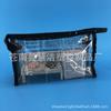 Bolsa de lavagem de pvc de fábrica, bolsa cosmética transparente costurada, bolsa de armazenamento de viagem com borda de pu, bolsa de lavagem