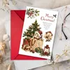 Cartão de Boas Festas de Natal com Ovelhinha Fofa e Árvore de Natal, com Envelope, Mensagem de Bênção para o Feriado, Convite, Cartão de Cumprimentos para Presente