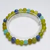 Pulseira de Cristal de Jade Natural Tesouro do Coração Partido para Mulheres, Pulseira de Moda Versátil com Pedra de Cristal Azul Amazonita Atacado