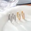 Pendientes de Zirconia de Lujo de Alta Gama Europeos y Americanos Transfronterizos para Mujer, Joyería de Estilo Ins de Diamante Completo al por Mayor