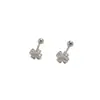 Brincos de Tarraxa Flor Trevo de Quatro Folhas em Prata Esterlina S999 Su Chuang para Meninas, Estilo Frio INS, Simples, Versátil, Cuidados com o Furo da Orelha, Piercings de Cartilagem