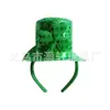 Chapéu de Elfo Verde para o Dia de São Patrício Transfronteiriço Gravado em Ouro Irlandês Gravata Borboleta com Trevo Verde Chapéu Pequeno Verde Faixa de Cabeça