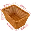 Bandeja Tejida de Mimbre Sintético Cesta de Frutas Redonda de Doble Asa Reforzada Cesta para Pan Cesta de Almacenamiento de Frutas y Verduras para Snacks en Sala de Estar del Hogar