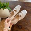 Zapatos Mary Jane de Perlas de Estilo Chino Nuevo para Mujer Primavera Nuevo Estilo Nacional Jacquard Tacón Bajo Tacón Grueso