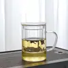 Taza de Té de Vidrio Transparente de Alto Borosilicato con Separación de Agua y Té Taza de Té de Lujo Ligero de Tres Piezas Vaso de Oficina Taza de Té de Gran Capacidad