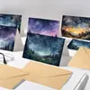 Tarjeta de felicitación de cielo estrellado en acuarela lista para usar transfronteriza con pegatinas para sobre, diseño simple, se puede escribir a mano como tarjeta de mensaje