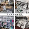 Estante de Malla de Alambre Cromado Móvil con Ruedas Estante de Almacenamiento de Bolsillo Inclinado Estante de Exhibición para Almacén de Comercio Electrónico Puesto de Supermercado
