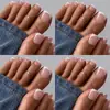 96 piezas de puntas para uñas de los pies estilo francés, cortas, con borde blanco, moda europea y americana, efecto blanqueador, rosa nude, puntas de uñas artificiales prefabricadas