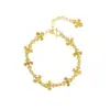 Nova Pulseira de Ouro de Areia Vietnamita Estilo Palácio Francês Exquisito Pulseira com Flor de Íris de Zircônio Joias de Luxo Leve de Alta Qualidade para Mulheres