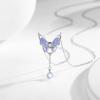 Collar Lazo Plata Esterlina 925 Femenino Diseño Nicho Entrada Lujo Borla Cadena Clavícula ins Colgante Zircón Piedra Luna