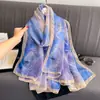 Nuevo Chal Bufanda de Protección Solar Primavera y Verano, Clásico Seda Artificial, Gasa Suave, Estilo Largo, Bufanda Chal de Moda y Versátil