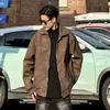 Chaqueta de Gamuza Casual Elegante para Primavera Otoño Solapa Americana Tallas Grandes Retro Chaqueta de Cuero para Motocicleta Hombre Top de Moda