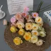 Flores Artificiales con 6 Cabezas, Rosas Pastorales para Bodas, Decoraciones de Pasillo de Salón de Bodas, Materiales de Decoración de Escenario de Hotel, Flores de Seda, Accesorios de Fotografía