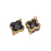 Colgante de Cristal de Vidrio Acero Inoxidable Oro de 18K Colgante de Trébol de Cuatro Hojas Accesorios de Joyería para Collares Pulseras Pendientes