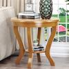 Mesa de café pequeña de madera maciza, mueble auxiliar simple, mesa redonda pequeña de doble capa, mesa lateral para sofá de sala de estar estilo chino, mesa de esquina, mesa redonda estilo americano