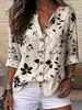 2026 Camisa de cuello en V con estampado azul y blanco transfronterizo europeo y americano, manga de siete cuartos, top retro para vacaciones, ropa de mujer de comercio exterior al por mayor