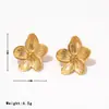 Pendientes de Flor Dorada Estilo Corte Francés Transfronterizos Pendientes de Acero de Titanio Nicho Lujo Ligero Accesorios Versátiles Pendientes de Moda para Mujer