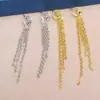 Pendientes de Plata de Ley S925 Largos con Borla y 4 Cadenas Pendientes de Perla Desmontables Montura Vacía Accesorios de Joyería DIY Producto Semiacabado 3372
