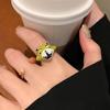 Anillo Estrella Ojo de Gato de Color Contrastante para Mujer Ins Moda Trendy Elegante Anillo para Dedo Índice de Pareja Nicho Anillo Versátil Elegante