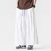 Nuevos pantalones cargo casuales de pierna ancha, corte holgado, estilo perezoso para hombre, talla grande, pantalones largos de paracaidista para verano, pantalones harén, morado
