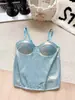 Nuevo producto más vendido de estilo europeo y americano: camisola brillante con corte slim retro, top bustier de espina de pez transpirable y elegante para mujer