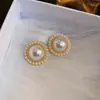 Pendientes de plata con baño de oro real, aguja cuadrada, borla de perla y circonita, pendientes de lujo ligero de alta gama, fabricante de pendientes vintage