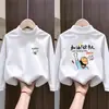 Camiseta Base de Polar con Estampado de Dibujos Animados para Niños, Cuello Semi Alto, Moda Casual para Niños, Top Cálido Versátil y Elegante para Bebé