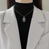 [Acero de Titanio] Pucheng.Com Luz de Planeta Lujo de Lujo Collar Totalmente de Diamante para Mujer Cadena de Clavícula Más Fácil de Combinar Cadena de Acero de Titanio
