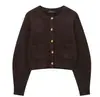 Roupas Femininas Europeias e Americanas Aliexpress Ins Mais Vendidos Jaqueta de Tricô Gola Redonda Manga Longa Minissaia Mini de Cintura Alta Stretch