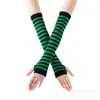 Luvas Longas Estilo Coreano com Listras Pretas e Brancas Sem Dedos Mangas para Braço Algodão Longas para Pulso Venda por Atacado Cosplay Anime