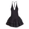 Roupas Femininas para Comércio Exterior Aliexpress Estilo Europeu e Americano Transfronteiriço Zr Ponto Novo Vestido de Moda com Gola Halter e Retalhos