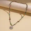 Cadena de Suéter de Acero Inoxidable Europeo y Americano Piedra Redonda Luna Estrella Bohemia Retro Nicho Collar de Gama Alta para Mujer