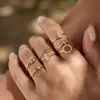 Anillos de Acero Inoxidable Chapado en Oro de 18K con Circonitas para Mujer, Estilo Europeo y Americano Elegante y Discreto, Juego de Anillos Clásicos Versátiles Apilables al por Mayor