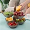 Venta al por mayor de fábrica en caja sala de estar caramelo multicapa superpuesta plástico plato de frutas transparente para el hogar nórdico plato de frutas giratorio