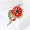 Moda Europea y Americana Aleación Esmalte Pedrería Flor de Amapola Broche Simple Versátil Ropa de Mujer Corsage Pin de Joyería