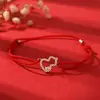 Pulsera Retro Seiko Calada Completamente con Diamantes Forma de Calabaza para Mujer para Atraer Riqueza Doble Capa Cuerda Roja Tendencia Nacional Estilo de Lujo Accesible Pulsera para Instagram Pulsera
