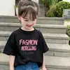 Ropa Nueva de Verano 2026 para Niñas, Camisetas de Manga Corta con Estampado de Caricaturas y Letras de Verano, Diseño Elegante, Tops de Algodón Puro