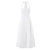 Vestido Largo de Marca Z para Ceñir la Cintura, Suave, Elegante y de Estilo Puro Europeo y Americano con Espalda Descubierta, Mismo Estilo que el Vestido de Vacaciones con Cuello Halter Za