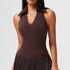 Colete Esportivo Transfronteiriço para Mulheres, Roupa de Tênis, Sem Mangas com Bojos, Decote em V, Gola Reversível, Top de Corrida Fitness Justo de Secagem Rápida