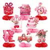 Suministros para fiesta temática de San Valentín transfronterizos, banderines de panal en espiral, artículos decorativos