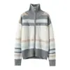 Suéter de cachemira jacquard Fair Isle grueso de peso pesado para mujer, cárdigan casual retro nórdico de punto trenzado