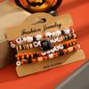 Pulseira de Argila Macia de Abóbora de Halloween Transfronteiriça da Amazon Pulseira Multicamadas Série de Halloween de Liga Punk com Letras para Mulheres