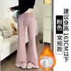 Calça Jogger Flare Preta Lulu para Mulheres, Novidade Outono/Inverno 2025, Cintura Alta, Corte Justo, Casual, Forrada com Fleece, Flare