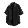 Camisa de Hombre de Manga Corta con Múltiples Bolsillos Estilo Retro Americano Verano Sin Planchar Transpirable Chaqueta Camisa Holgada para Hombre