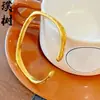 Tienda de Oro Mismo Estilo Pulsera de la Fortuna Chapada en Oro con Diseño Abierto, Caracteres de Cien Bendiciones, Forma Ovalada de Herradura, Pulsera de Superficie Plana, Nuevo Estilo Chino, Tendencia Nacional