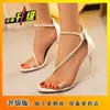 Elegantes Sandalias de Tacón Alto Transparente con Tira al Tobillo y Punta Abierta, Estilo Europeo y Americano Sexy 2025