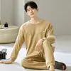 Nuevo Pijama de Terciopelo Alemán de Manga Larga 2025 para Hombre Estilo Coreano Simple Casual Talla Grande Conjunto Cálido de Ropa para el Hogar para Hombre