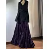 Falda Estrecha, Estilo Chino Retro, Nuevo Estilo Chino Otoño e Invierno Nueva Falda Larga de Terciopelo de Cintura Alta Talla Grande para Mujer, Versátil y a la Moda