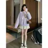 Moletom Redondo Bordado com Gato Doce Estilo Coreano para Mulheres, Outono e Inverno, Modelagem Solta Versátil, Design de Casal, Blusa de Manga Longa Patchwork