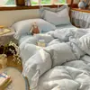 Juego de cuatro piezas de gasa de doble capa 100% algodón estilo francés grado A, 60 unidades, juego de ropa de cama de tres piezas de gasa de algodón fresca y suave